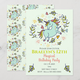Sassy Unicorn Magical Birthday Einladung