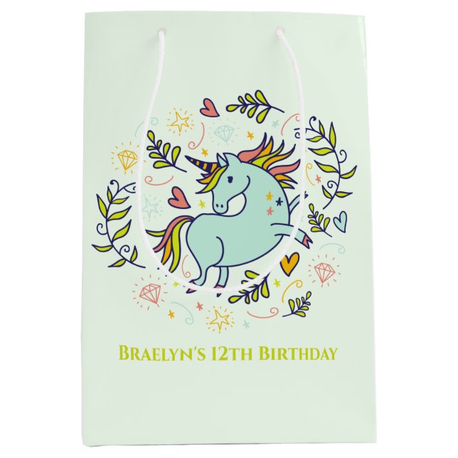 Sassy Unicorn Magical Birthday Mittlere Geschenktüte (Vorderseite)