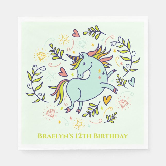 Sassy Unicorn Magical Birthday Serviette (Vorderseite)