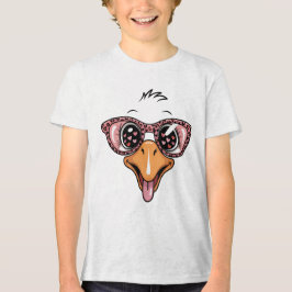 Sassy Valentine Goose Face with Leopard Sunglasses Tri-Blend Shirt