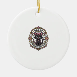 Sassy Weibliche Katze Lustiges Katzenliebhaber-Des Keramik Ornament