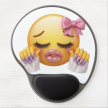Sassy Weinen Emoji mit rosa Schleife und Nägeln