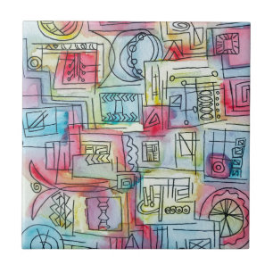 Sassy-Whimsical Modern Geometric Watercolor Fliese