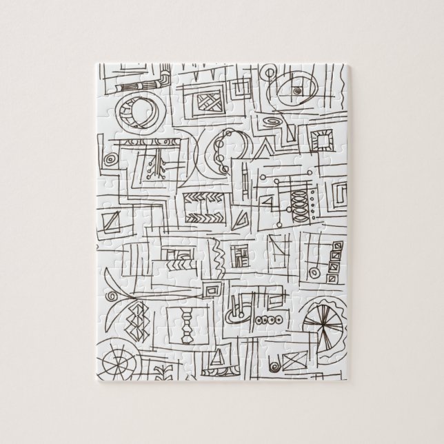 Sassy-Whimsical Modern Ink Doodle Muster Puzzle (Vertikal)