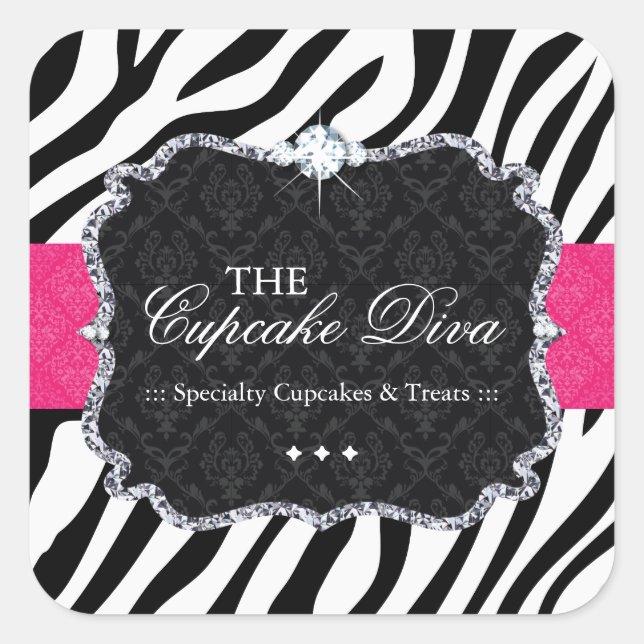 Sassy Zebra Cupcake - Verpackungsaufkleber Quadratischer Aufkleber (Vorderseite)