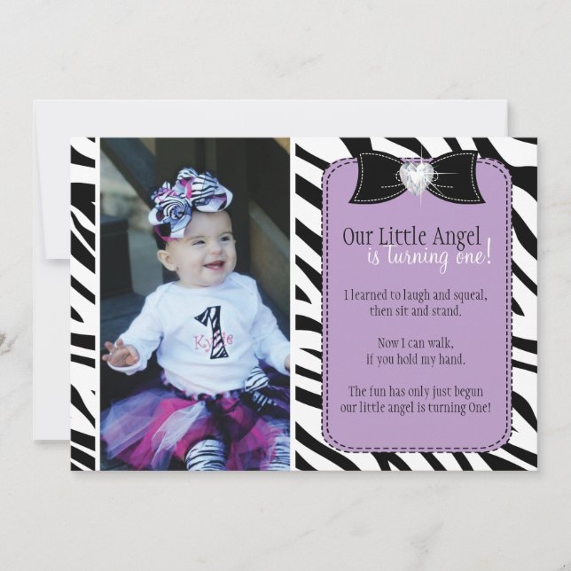 Sassy Zebra Geburtstagsparty Einladung (Vorderseite)