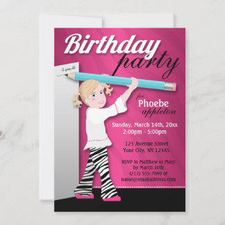 Sassy Zebra Print Girl Geburtstagsparty Einladunge Einladung