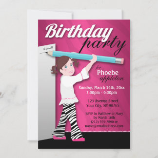 Sassy Zebra Print Girl Geburtstagsparty Einladunge Einladung