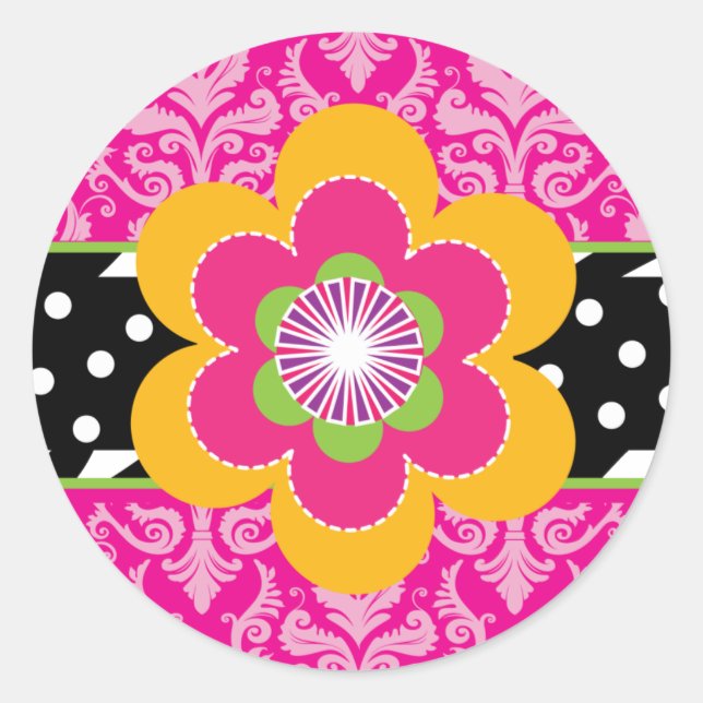 Sassy Zebra und Blumenkleber Runder Aufkleber (Vorderseite)