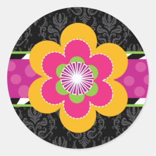 Sassy Zebra und Blumenkleber Runder Aufkleber