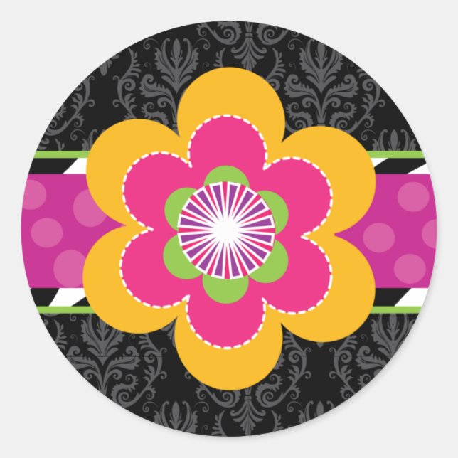 Sassy Zebra und Blumenkleber Runder Aufkleber (Vorderseite)