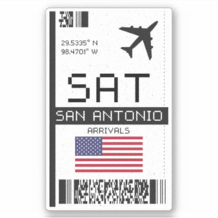 SAT San Antonio Boarding Pass - Texas Travel Aufkleber