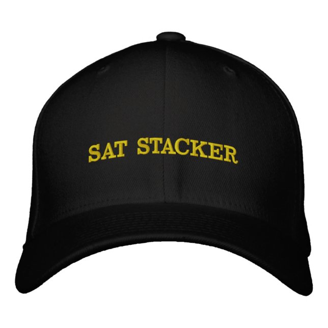 Sat Stacker Hodl Tight Bitcoin Crypto Gelber Text Bestickte Baseballkappe (Vorderseite)