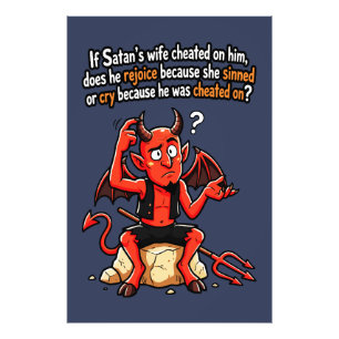 Satan betrügende Frau Sünde Lustiger Teufel Meme Fotodruck