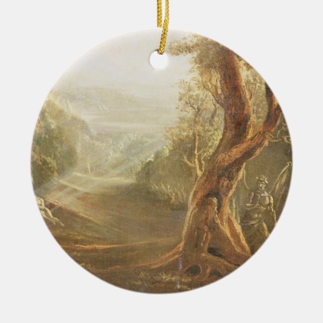 Satan Contemplating Adam and Eve in Paradise, aus Keramik Ornament (Vorne)
