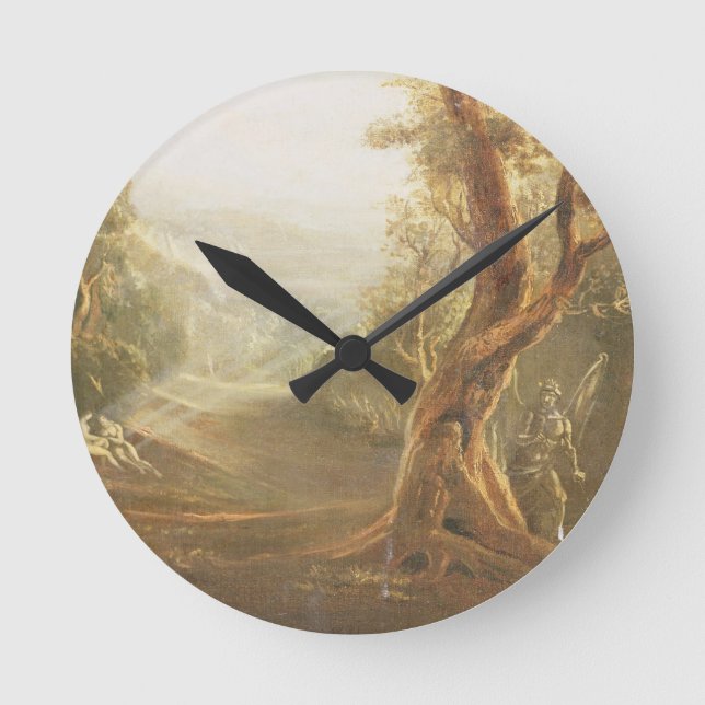 Satan, das Adam und Eve im Paradies, von erwägt Runde Wanduhr (Vorderseite)