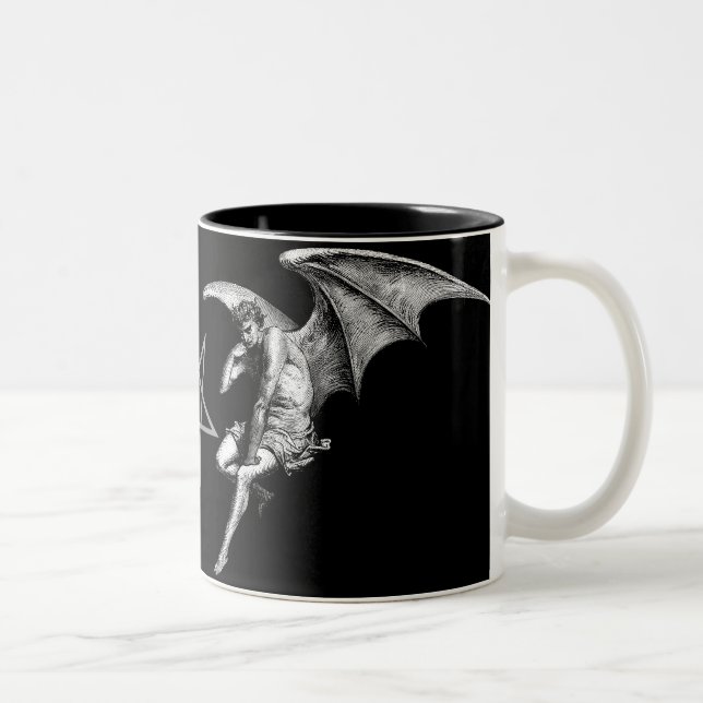 Satan denkende Pentagram-Tasse Zweifarbige Tasse (Rechts)