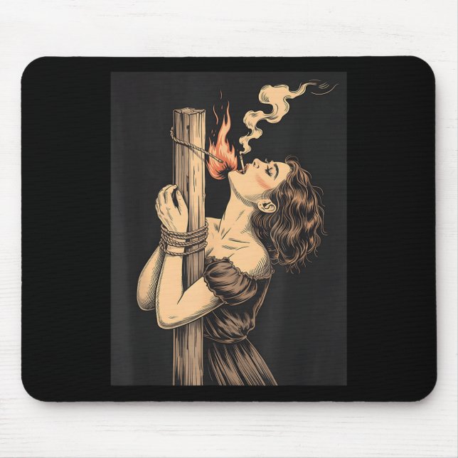 Satan Devil Hell Hexe mit Flammen Cigarette Occul Mousepad (Vorne)
