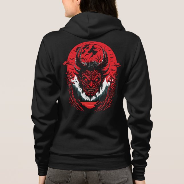 Satan Evil Face | Demon Head Graphic Design Hoodie (Rückseite)