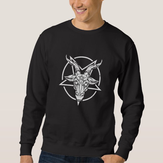 Satan Goth Okkult Pentagramm Ziege Baphomet Sweatshirt (Vorderseite)