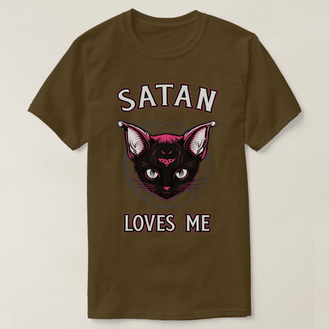 Satan Lieben Me Funny Satanic Kitty Goth T-Shirt (Design vorne)