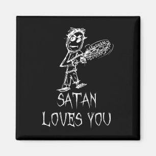 Satan liebt dich Halloween-Kostüm Wort-Design  Magnet