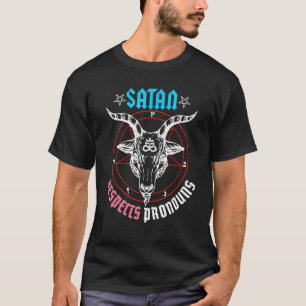 Satan respektiert Pronouns Transgender Pentagram T T-Shirt