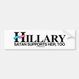 Satan stützt Hillary, auch - Anti-Hillary - .png Autoaufkleber