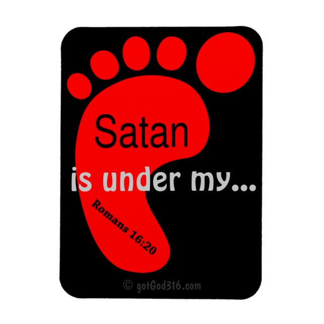 Satan under My Feet gotGod316.com Red Foot Magnet (Vertikal)