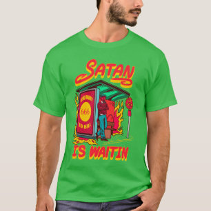 Satan wartet Satanischer Horror Teufel Pentagramm T-Shirt