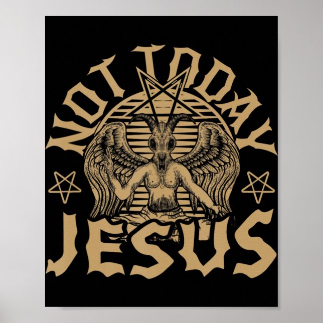 Satanic Baphomet Satan heute nicht Jesus tank oben Poster (Vorne)