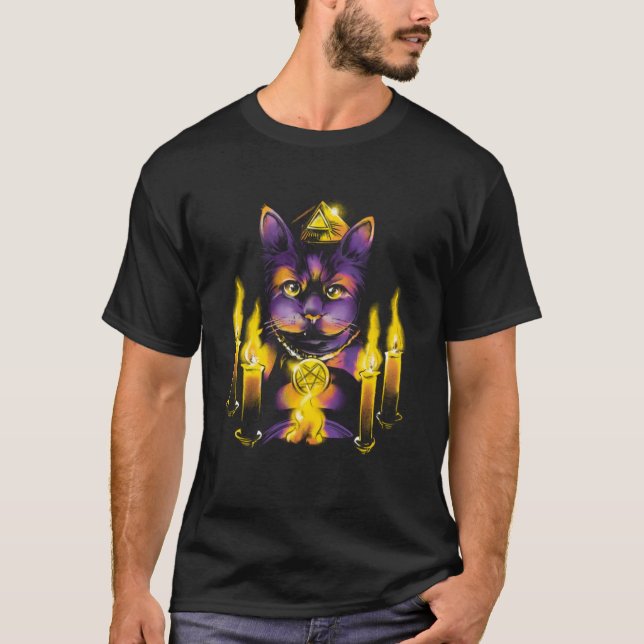 Satanic Cat Illuminati T-Shirt (Vorderseite)
