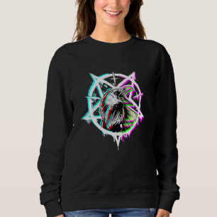 Satanic Crow Pentagram Vaporwave Occult Satan Rave Sweatshirt