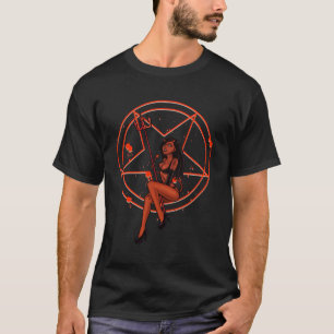 Satanic Devil Doll Beängstigend Pentagram Okkultis T-Shirt