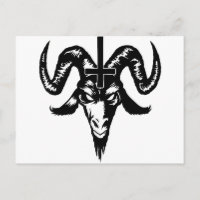 Satanic Goat Head mit Cross (schwarz)