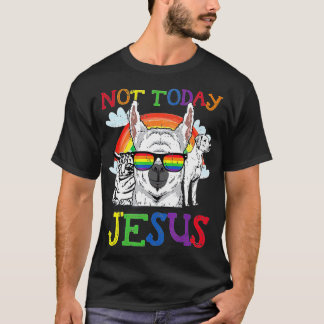 Satanic LGBQ Nicht heute Jesus Llama Katze Hund Go T-Shirt