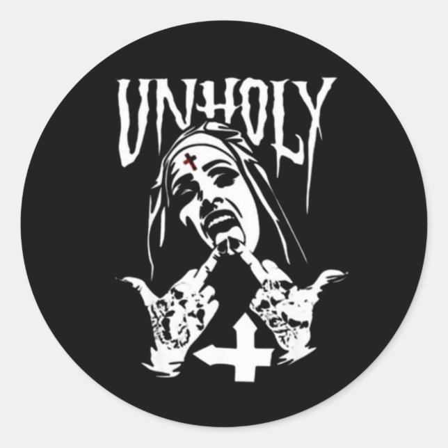 Satanic Nun Tattoos Unholy Runder Aufkleber (Vorderseite)
