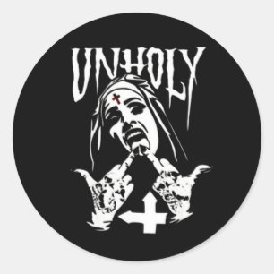 Satanic Nun Tattoos Unholy Runder Aufkleber