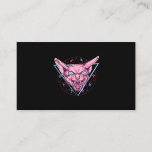 Satanic Sphynx Cat Pentagram 666 Pastel Goth Occul Visitenkarte