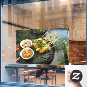 Satay-Hähnchen-Erdnuss-Sauce-Thai-Essen-Thai-Snack Fensteraufkleber