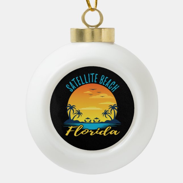 Satellite Beach Florida Palm Tree Beach Keramik Kugel-Ornament (Vorderseite)