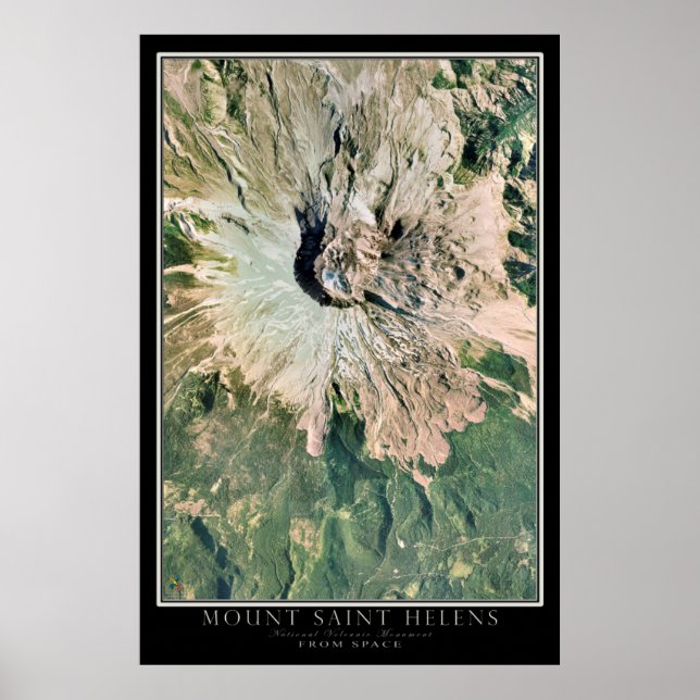 Satellite-Karte des Monuments San Helens Poster (Vorne)