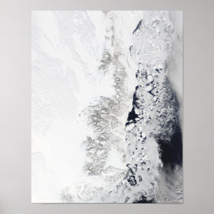 Satellite view of the eastern coast of Greenlan Poster