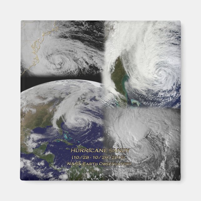 Satelliten Collage View von Hurrikan Sandy Magnet (Vorne)