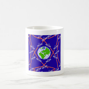 Satelliten umkreisen die Erde Kaffeetasse