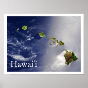 Satellitenansicht der Hawaiianischen Inseln Poster