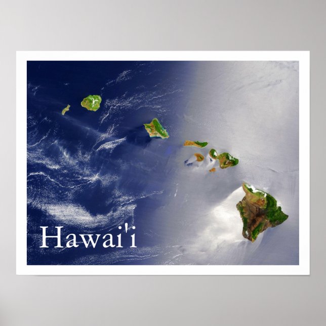 Satellitenansicht der Hawaiianischen Inseln Poster (Vorne)