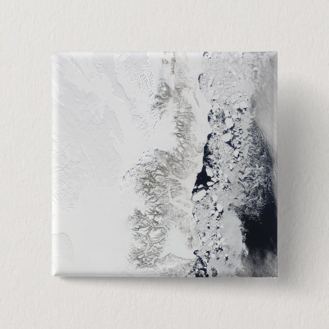 Satellitenansicht der Ostküste Grönlands Button (Vorderseite)