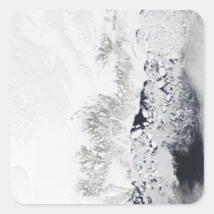 Satellitenansicht der Ostküste Grönlands Quadratischer Aufkleber