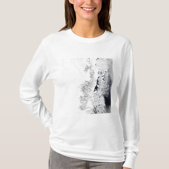 Satellitenansicht der Ostküste Grönlands T-Shirt (Vorderseite)